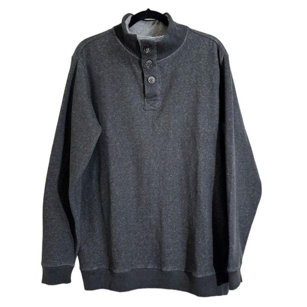Covington Men's Gray Washed Mock Neck 3 Button Pullover Sweatshirt‎ Size Large
